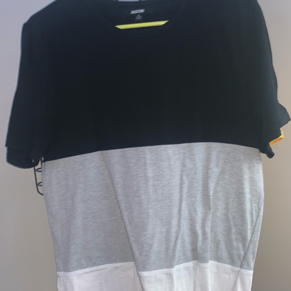 mens black white and grey t-shirt